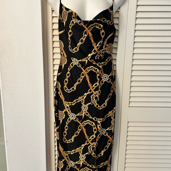 Guess Black and Gold Chain Midi Dress - Picture 4 of 4